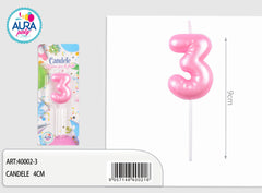 candela compleanno n.3 rosa