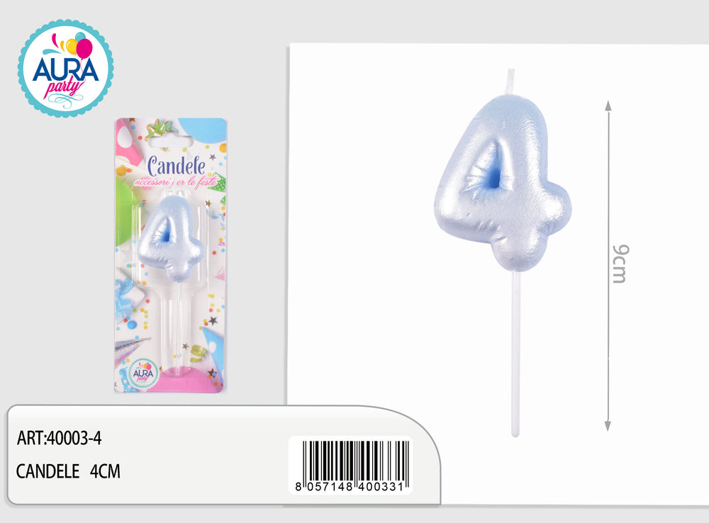birthday candle no. 4 light blue