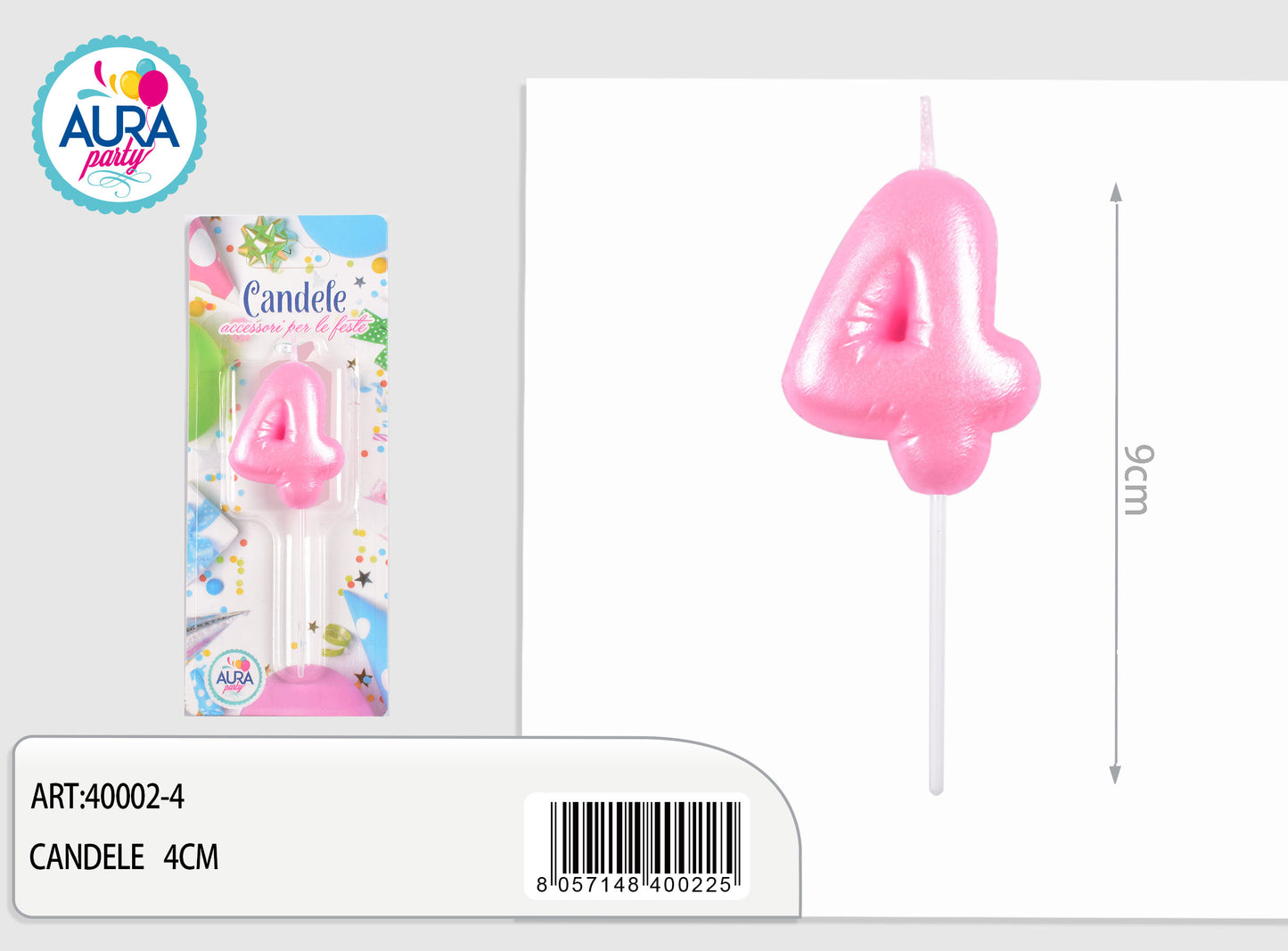 candela compleanno n.4 rosa