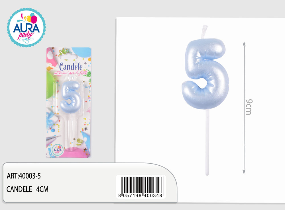 birthday candle no. 5 light blue