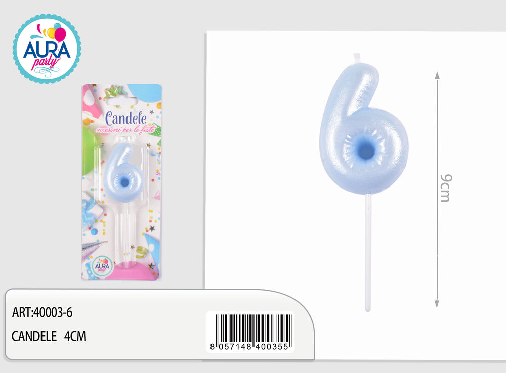birthday candle no. 6 light blue