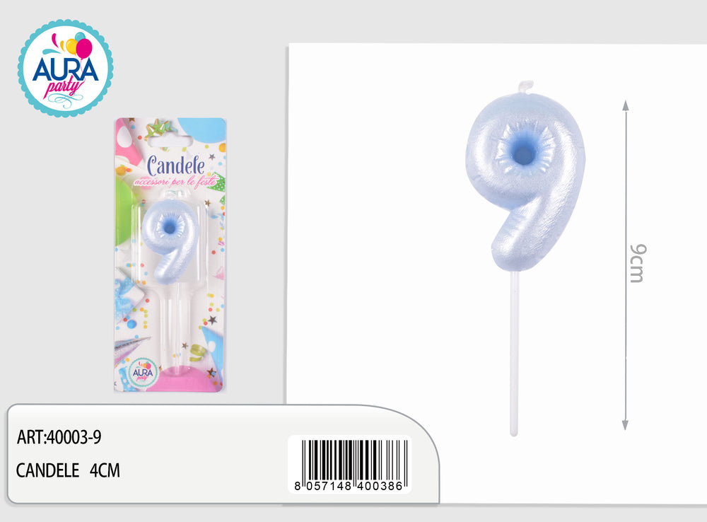 birthday candle no. 9 light blue