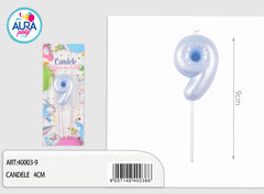 birthday candle no. 9 light blue