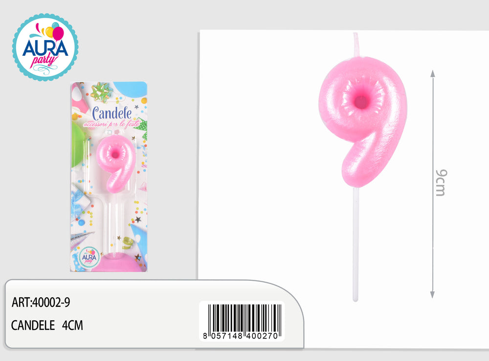 candela compleanno n.9 rosa