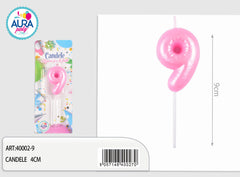 pink birthday candle no. 9
