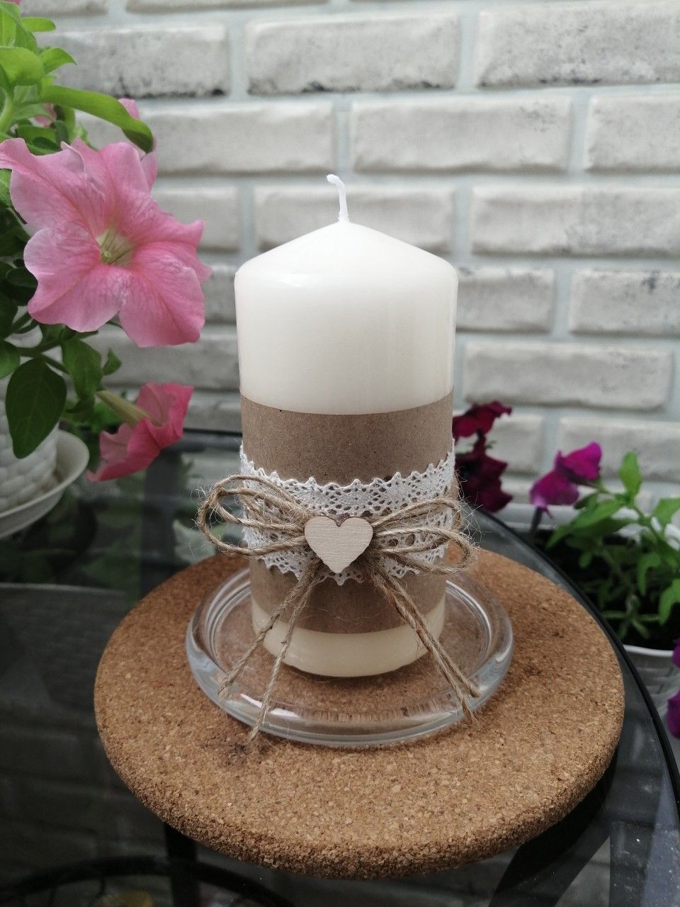 Colored candle, pack of 1 piece, 7x15 cm, white