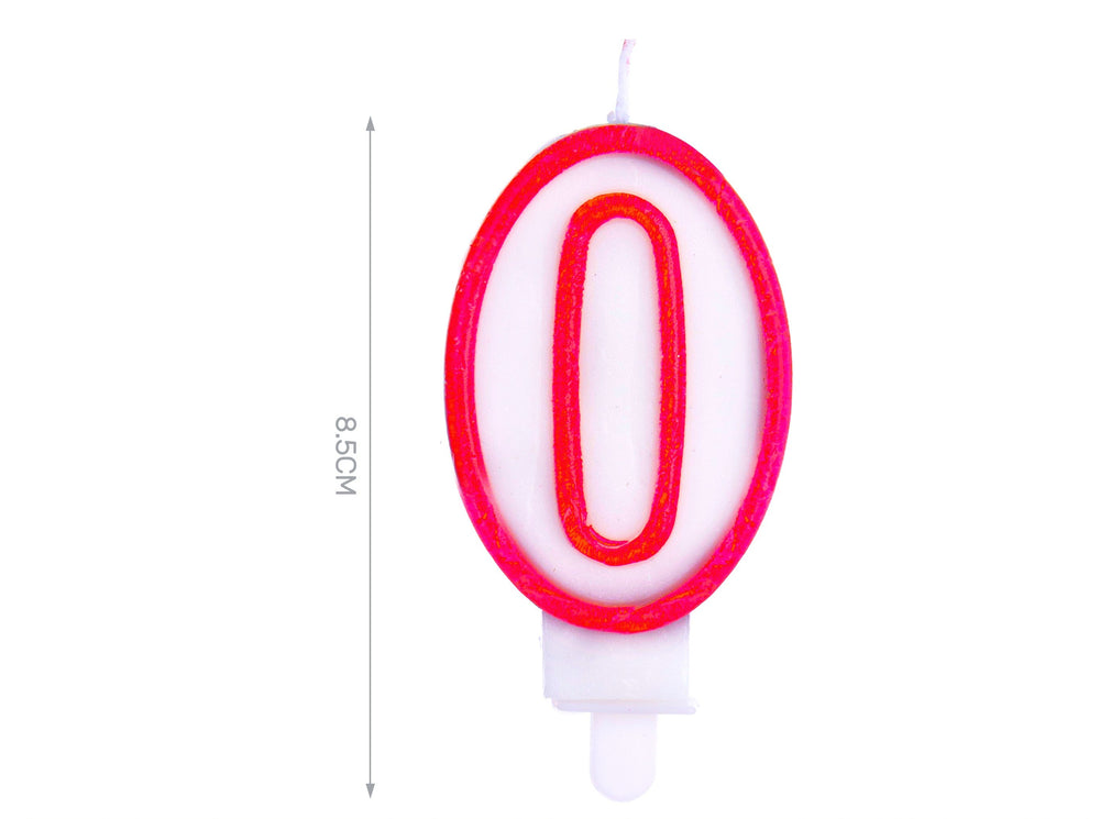 Candelina 8.5cm rossa numero 0