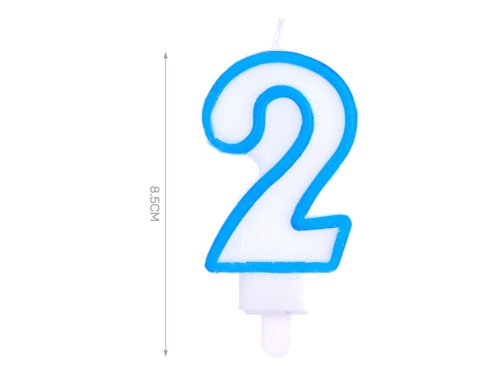 Blue candle 8.5cm number 2