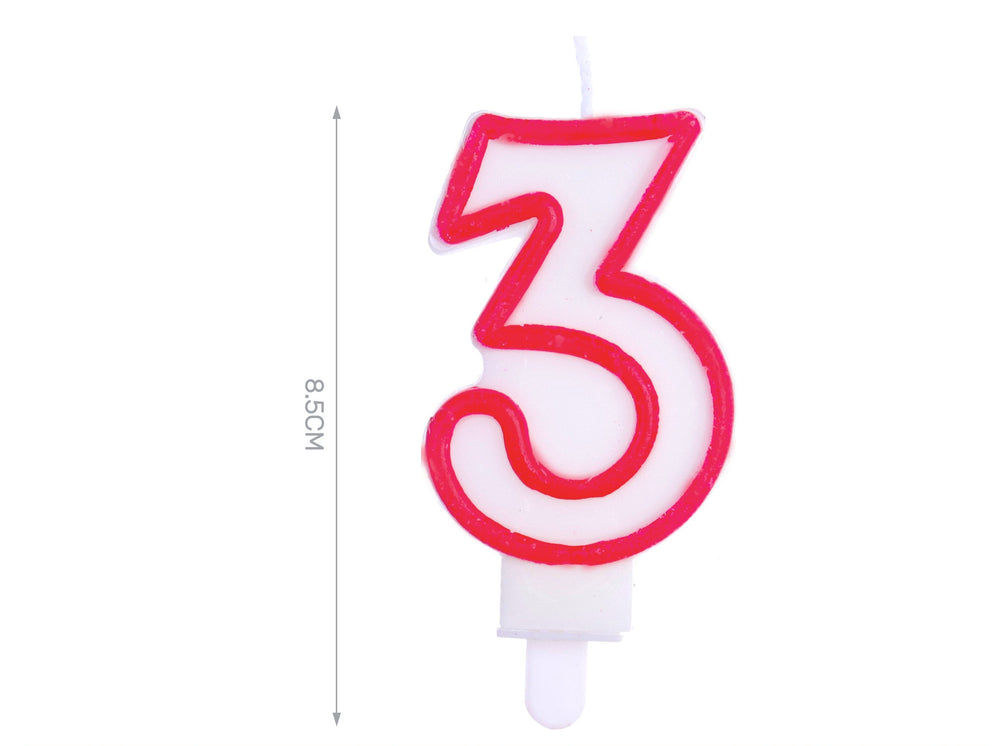 8.5cm red candle number 3