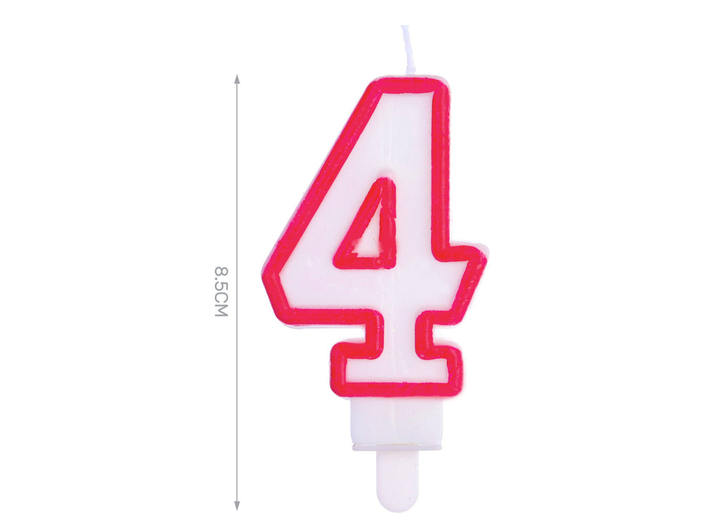 Red candle 8.5cm number 4