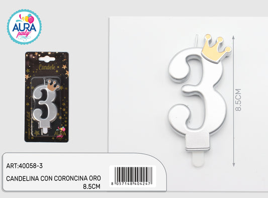 candelina argento con coroncina oro 3