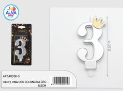 candelina argento con coroncina oro 3