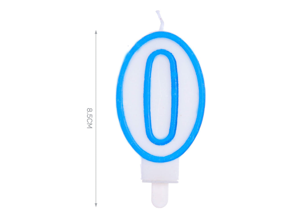 Candelina 8.5cm azzurra numero 0