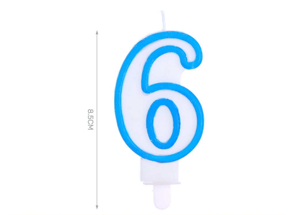 Candelina 8.5cm azzurra numero 6
