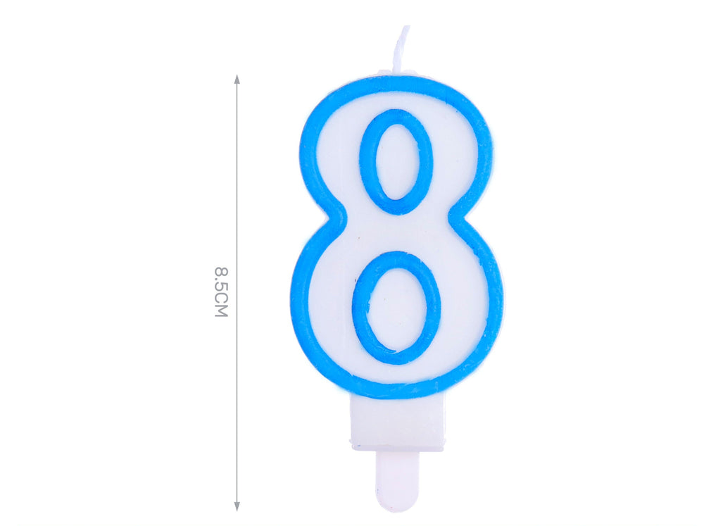 8.5cm light blue candle number 8
