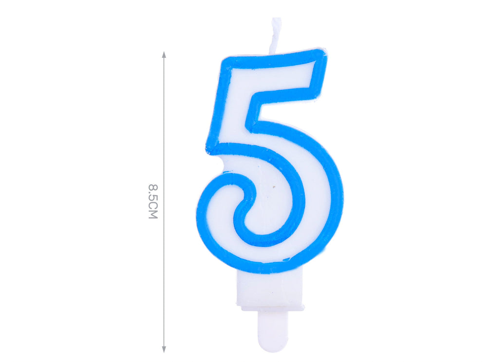 Candelina 8.5cm azzurra numero 5