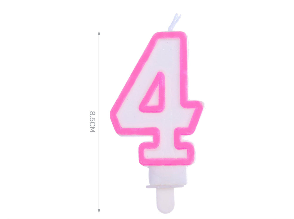 Candelina 8.5cm rosa numero 4