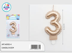 3 metallic gold birthday candle