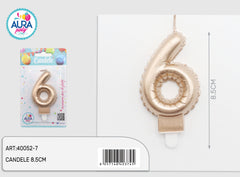 6th metallic gold birthday candle