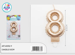 8th metallic gold birthday candle