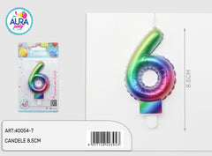 multicolored birthday candle 6