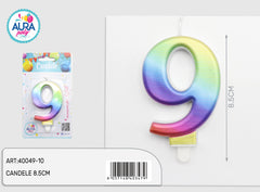 multicolored birthday candle 9
