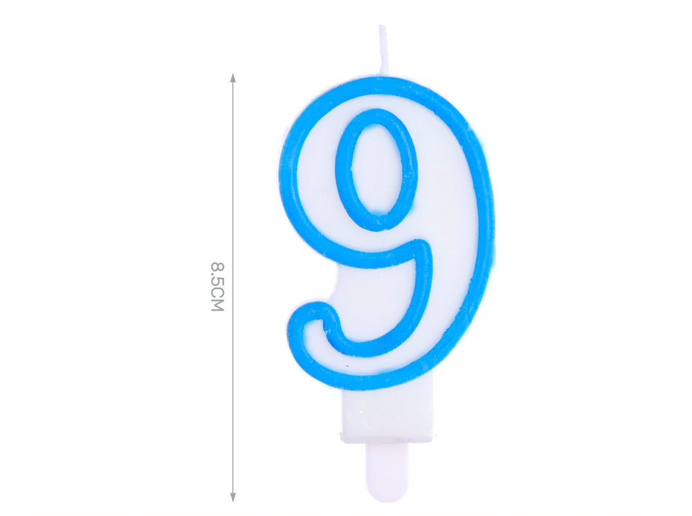 Candelina 8.5cm azzurra numero 9