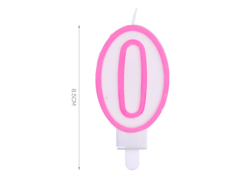 Pink candle 8.5cm number 0