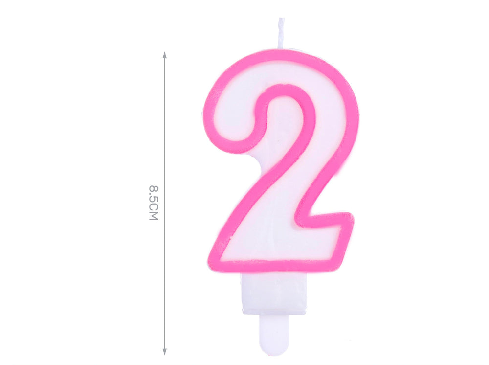 Candelina 8.5cm rosa numero 2