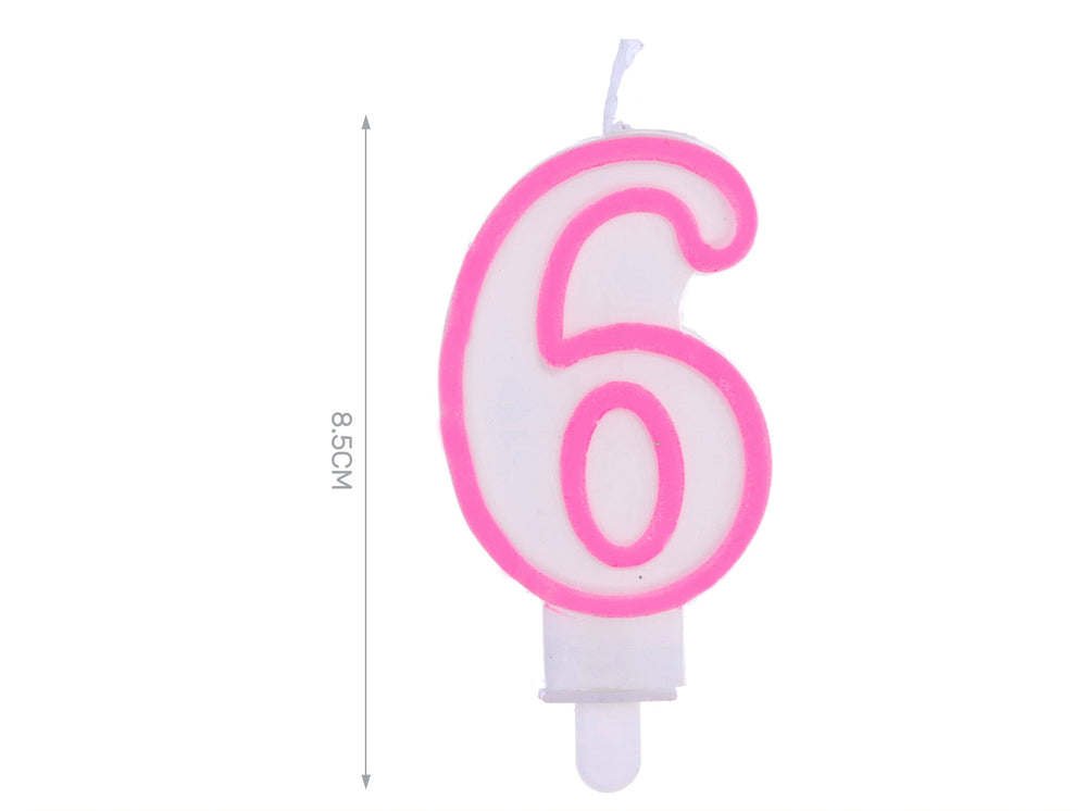 Candelina 8.5cm rosa numero 6