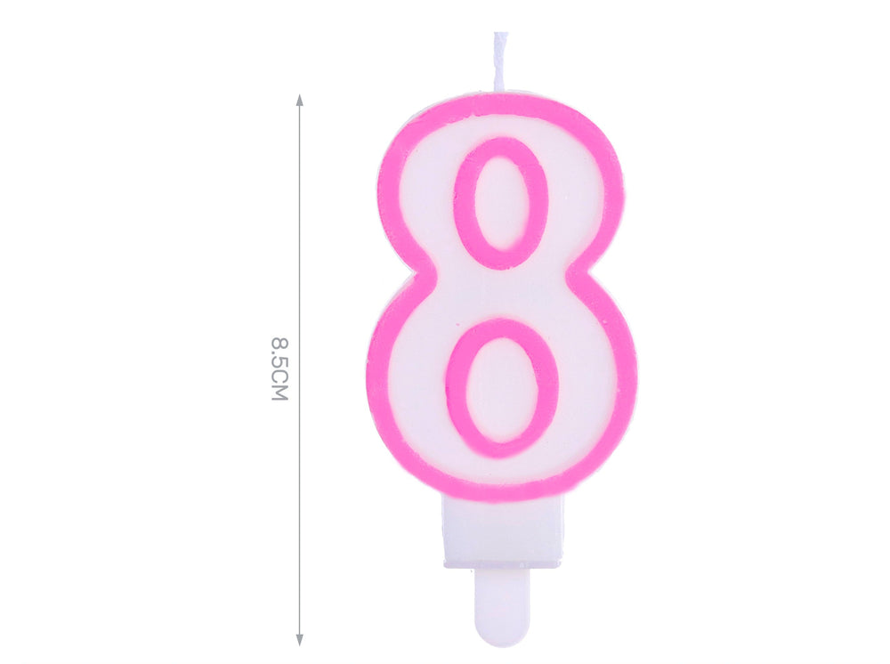 Candelina 8.5cm rosa numero 8