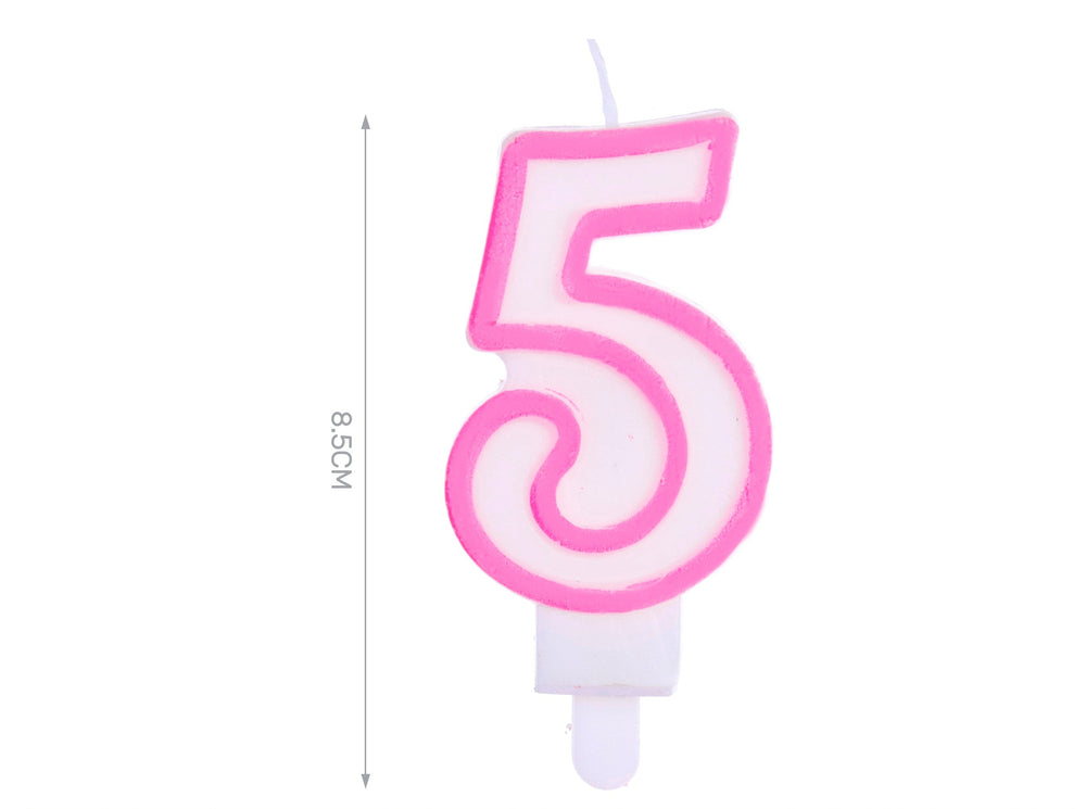 Candelina 8.5cm rosa numero 5