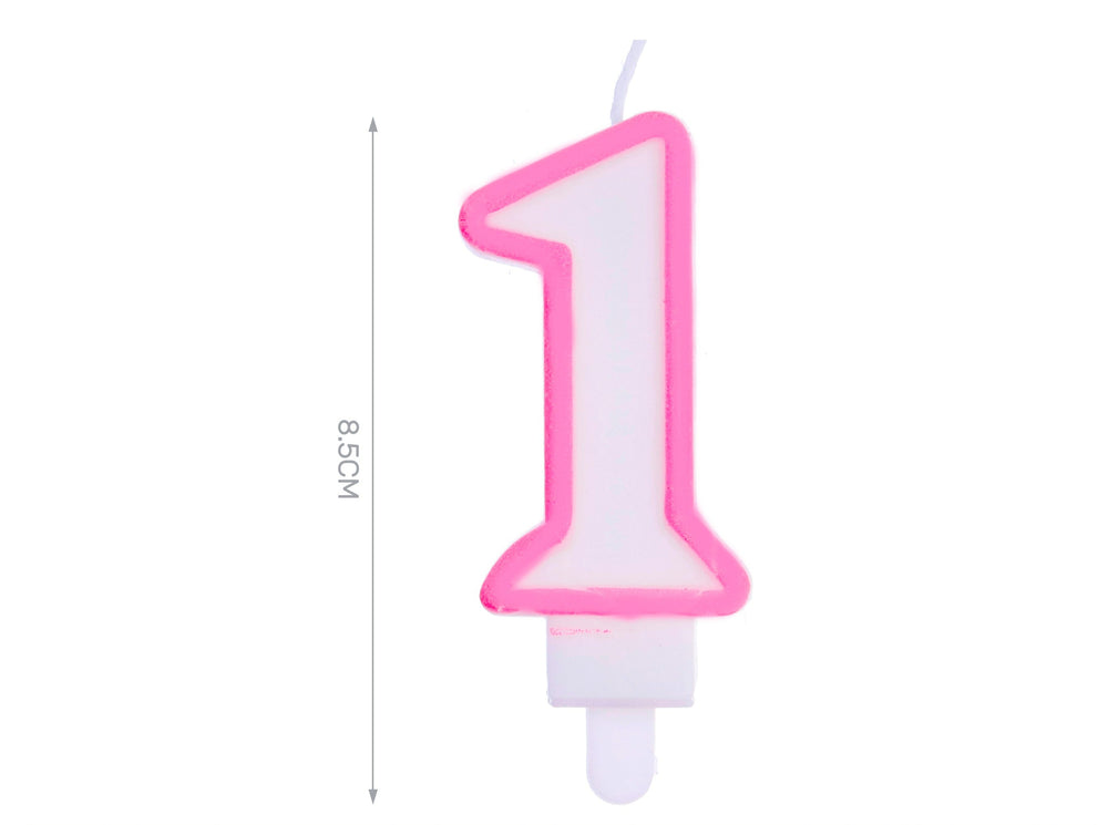 Candelina 8.5cm rosa numero 1