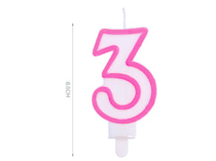 Pink candle 8.5cm number 3
