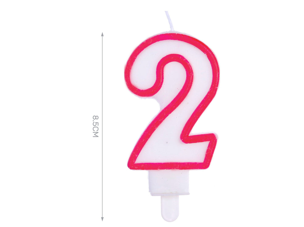 Candle 8.5cm red number 2