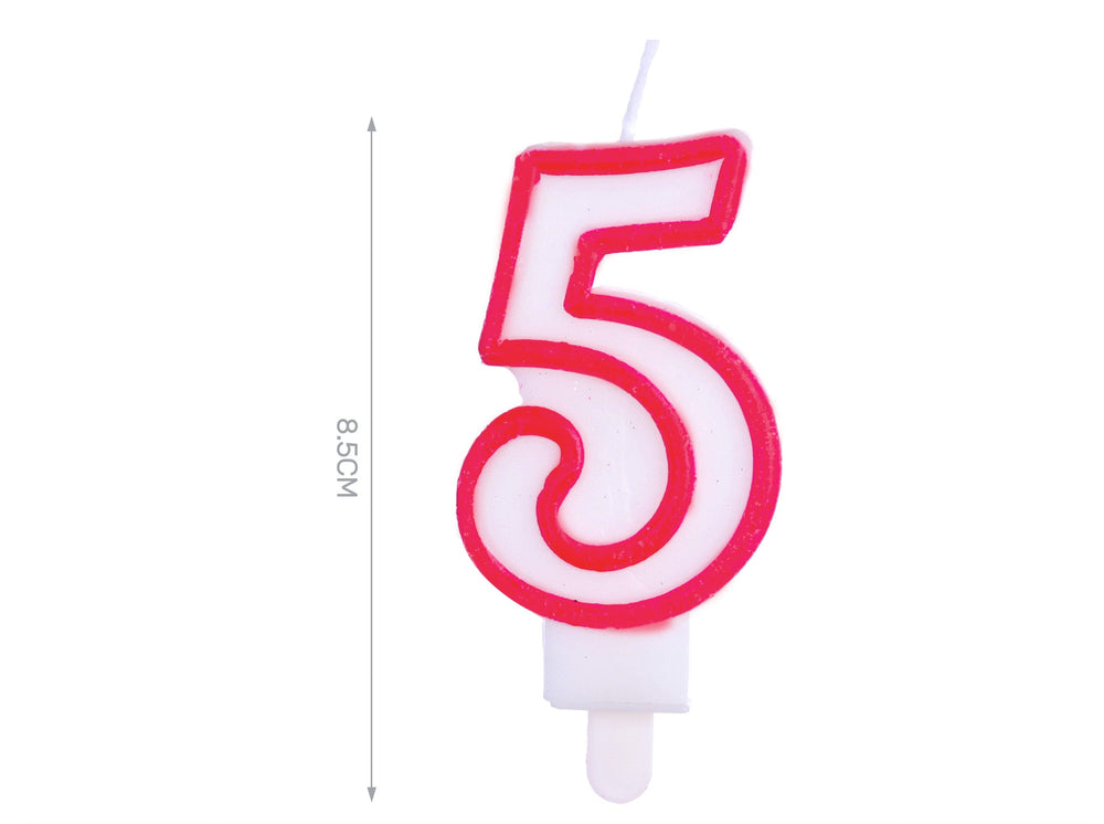 8.5cm red number 5 candle