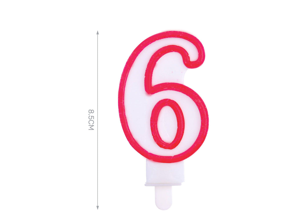 Candelina 8.5cm rossa numero 6
