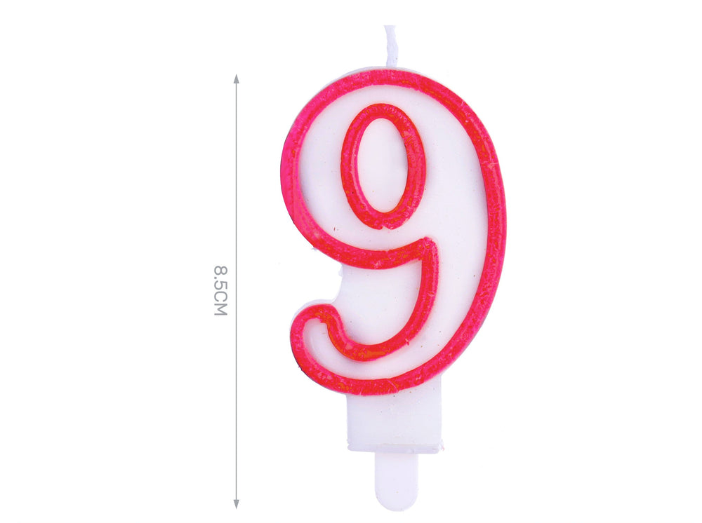 Red candle 8.5cm number 9
