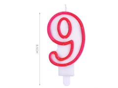 Red candle 8.5cm number 9