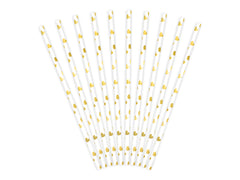 Gold heart straws 19.5cm 10pcs