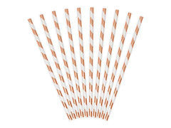 Pink, gold and white straws 19.5cm 10pcs