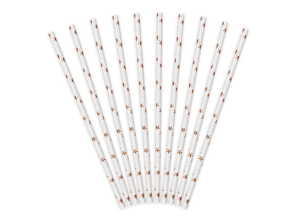 Pink gold star straws 19.5cm 10pcs