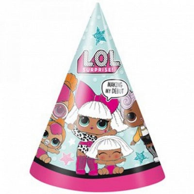 pack of 6 lol surprise paper cone hats