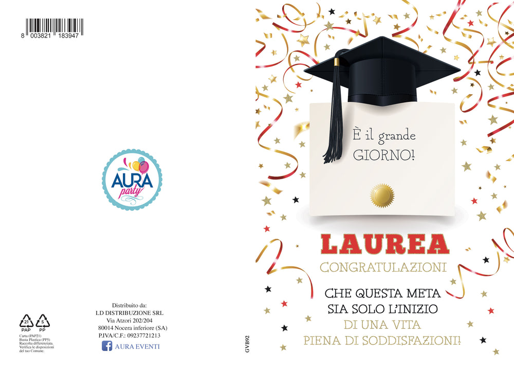 Biglietto di auguri per laurea con cappello