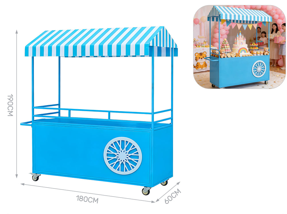 Espositore carretto in metallo azzurro