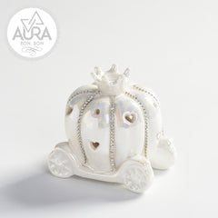 Porcelain carriage with light and rhinestones 8.3x7.5x8.5cm