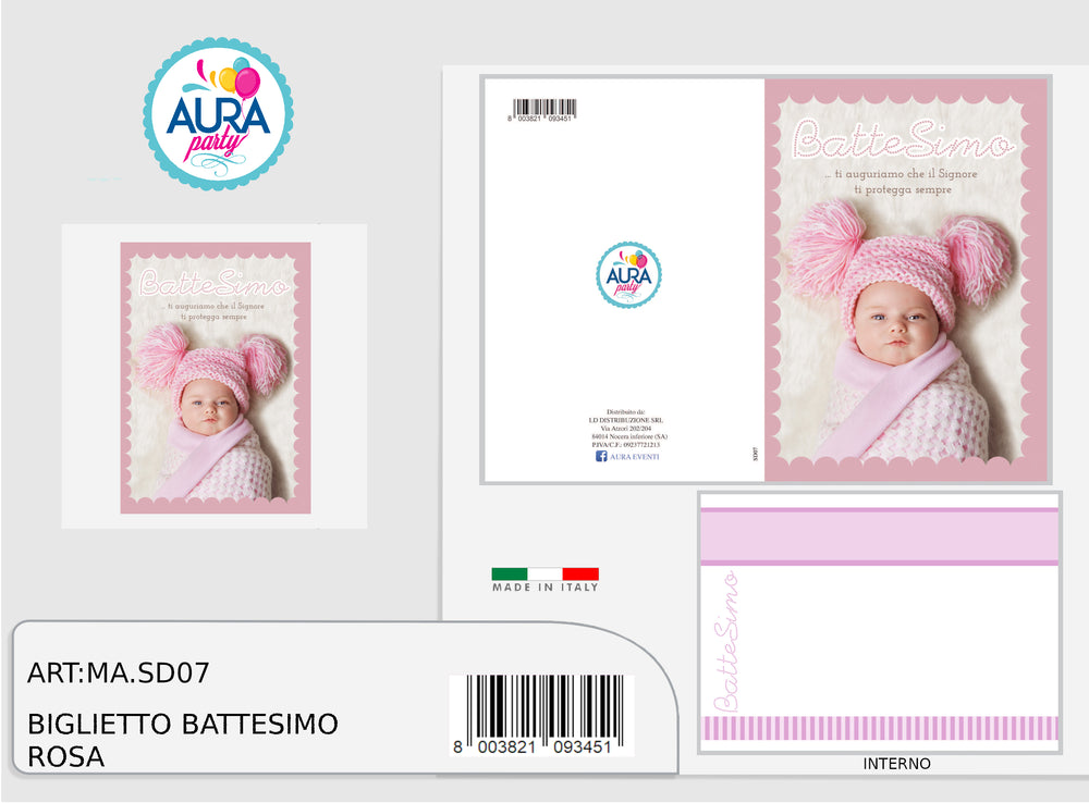 Greeting card for baby girl's baptism