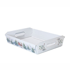 Cardboard basket with Christmas landscape 350x260x70mm