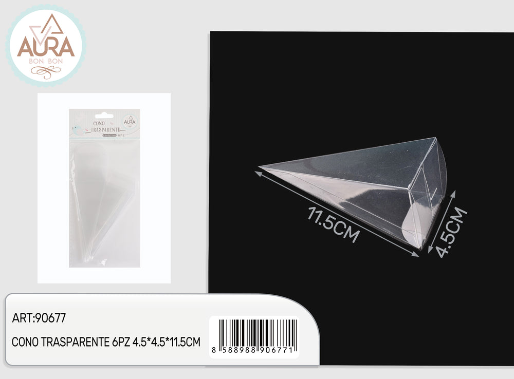 Transparent cone 6pcs 4.5x4.5x11.5cm