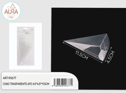 cono trasparente 6pz 4,5x4,5x11,5cm